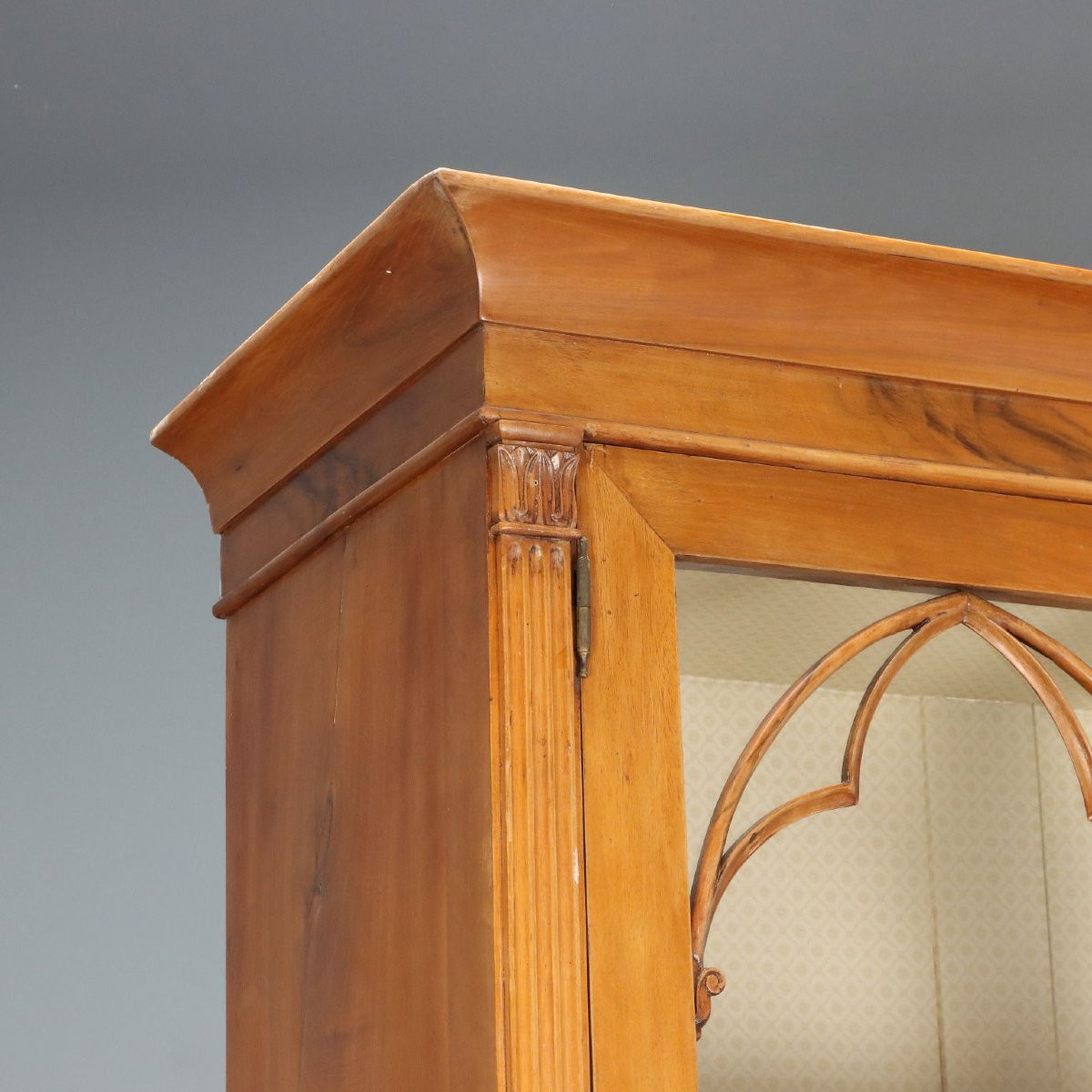 Antique Cupboard Neo-gothic Style Wood Glass Drawer XIX Century-photo-2