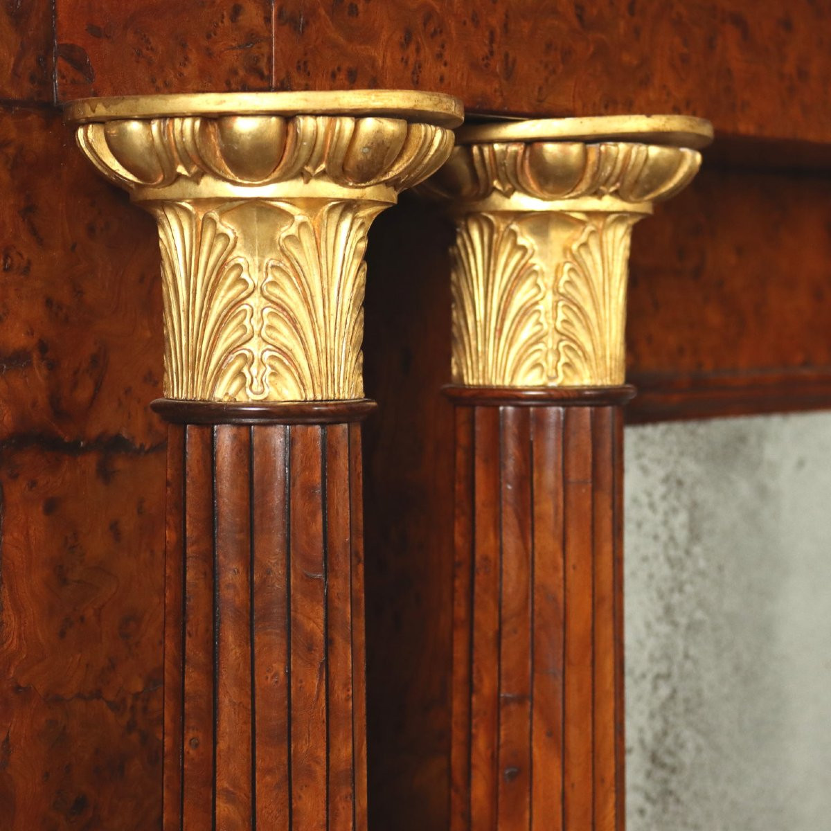 Antique Fireplace Charles X Paolo Moschini '800 Ebony Elm  Lombardy, XIX Century-photo-3