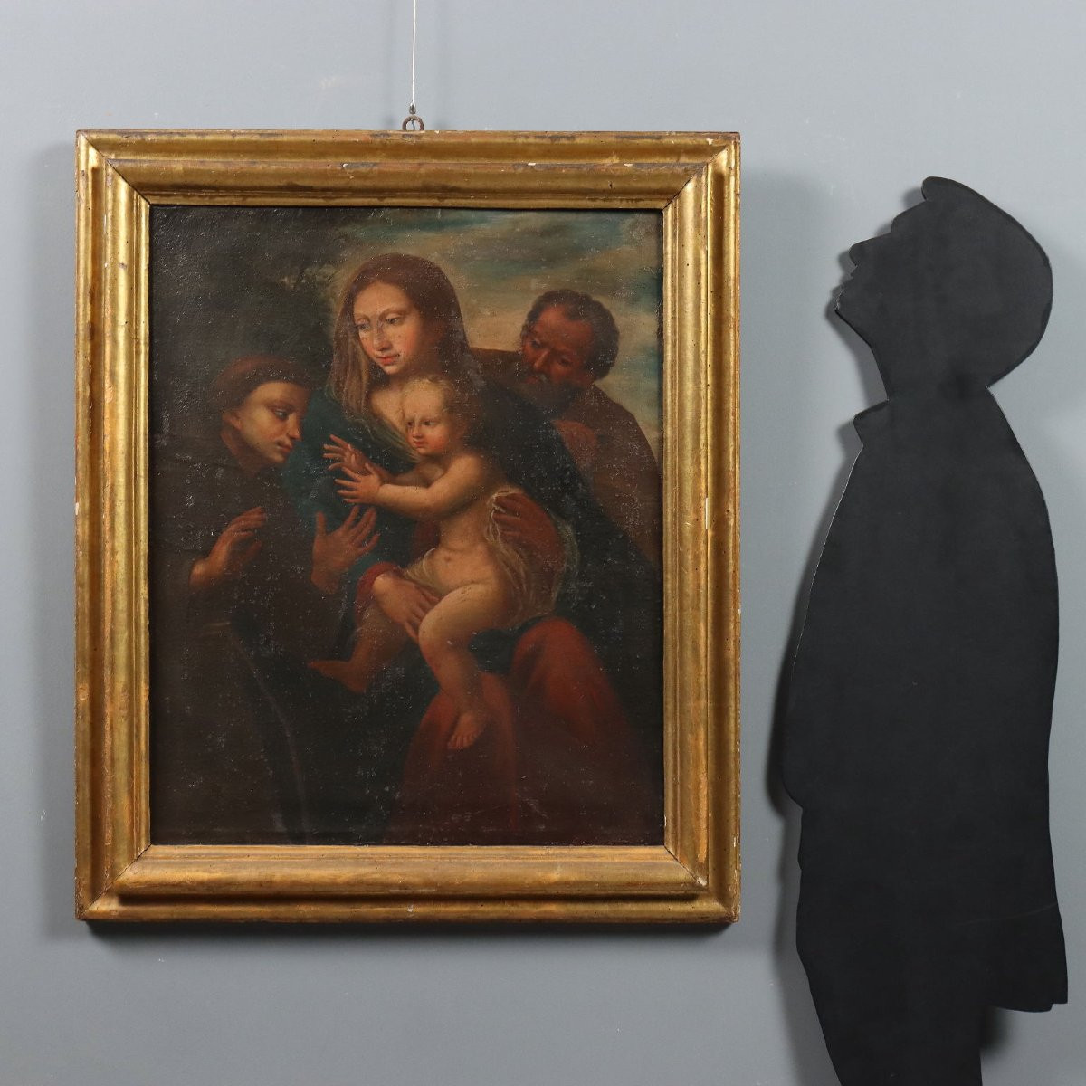 Antique Painting The Holy Family With Sant XVII-xviii Century-photo-2