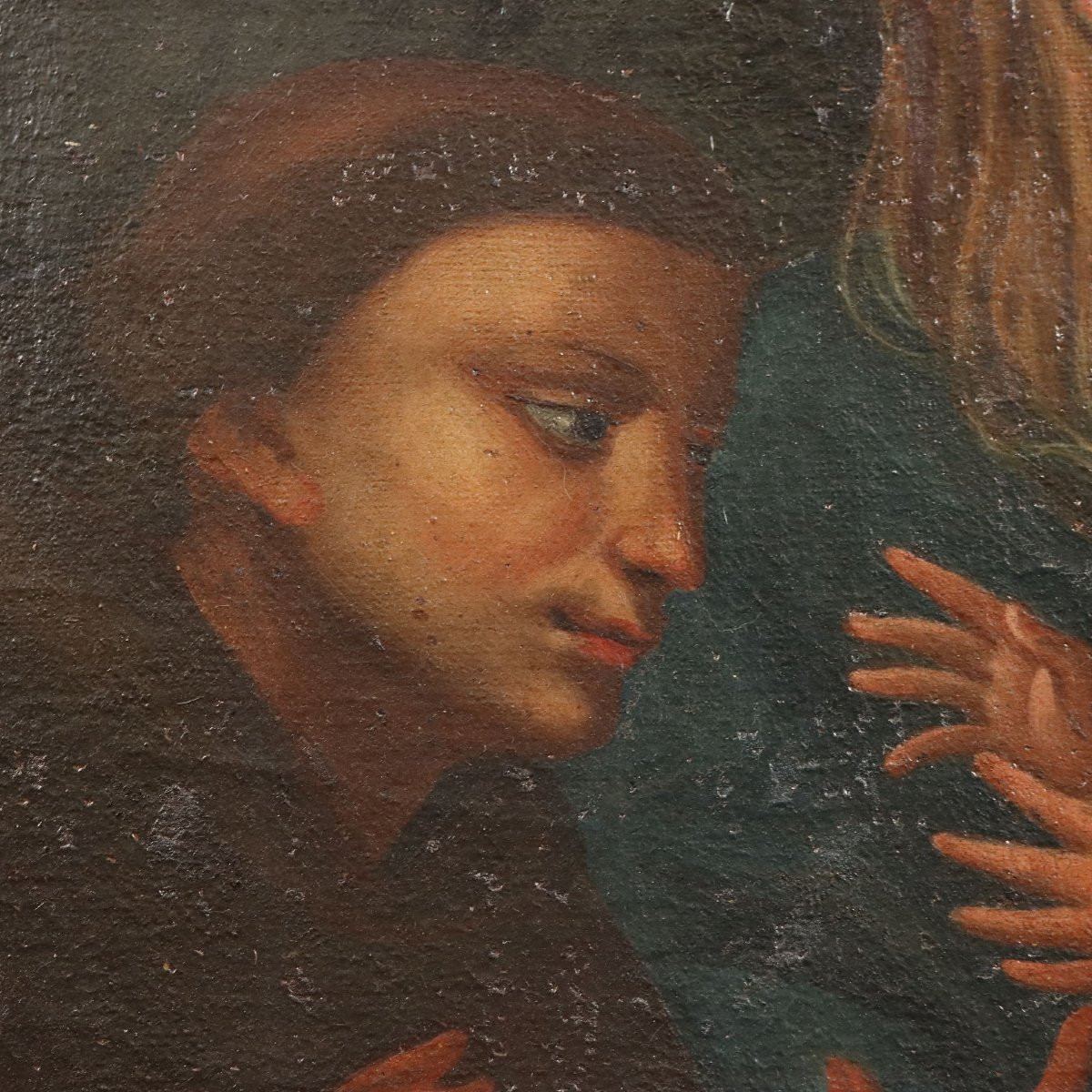 Antique Painting The Holy Family With Sant XVII-xviii Century-photo-1