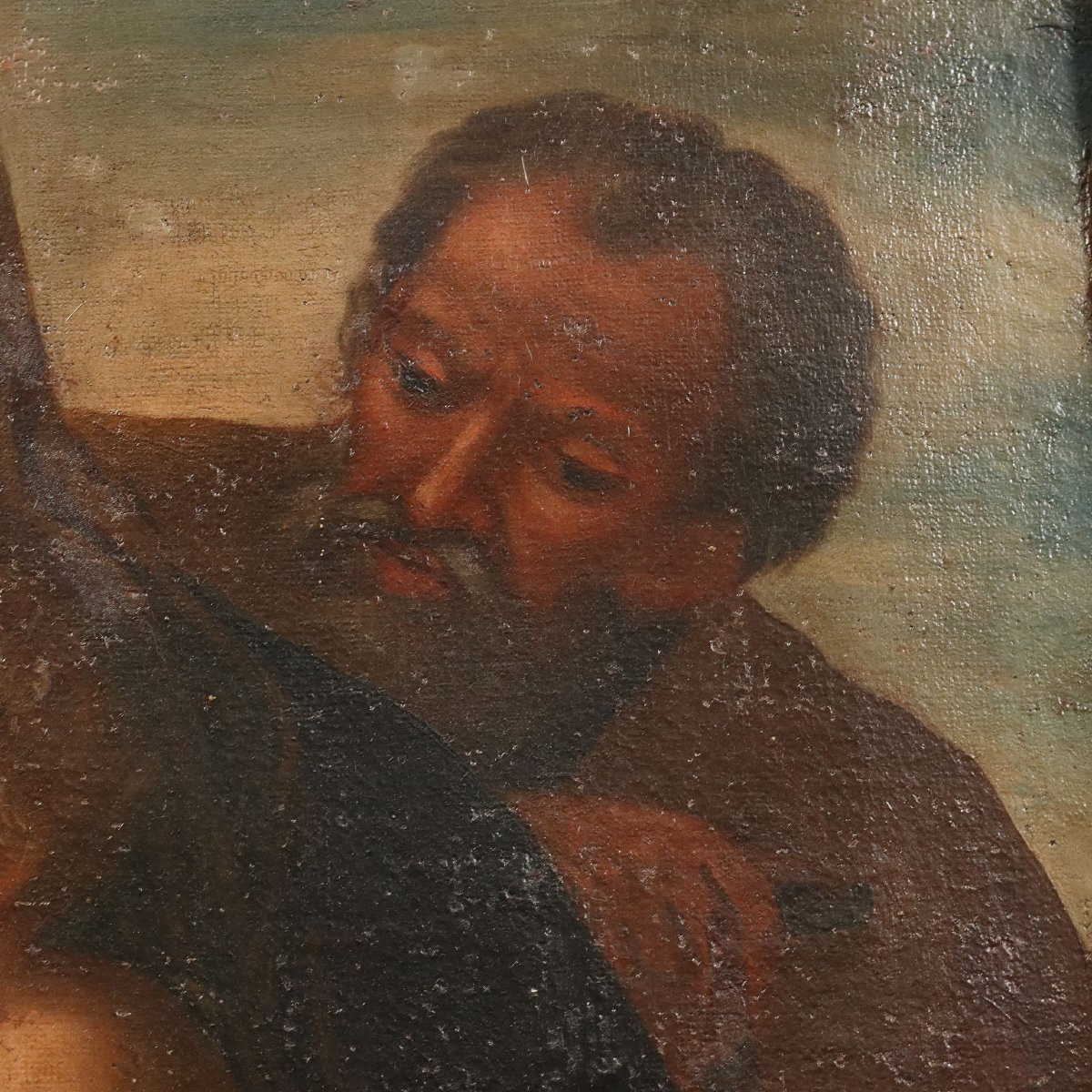 Antique Painting The Holy Family With Sant XVII-xviii Century-photo-3