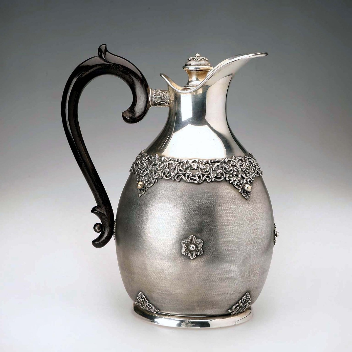 Silver Jug Manufactured By Cesa Alessandria Italy 1920s 1930sa Chiseled And Burin-decorated Sil