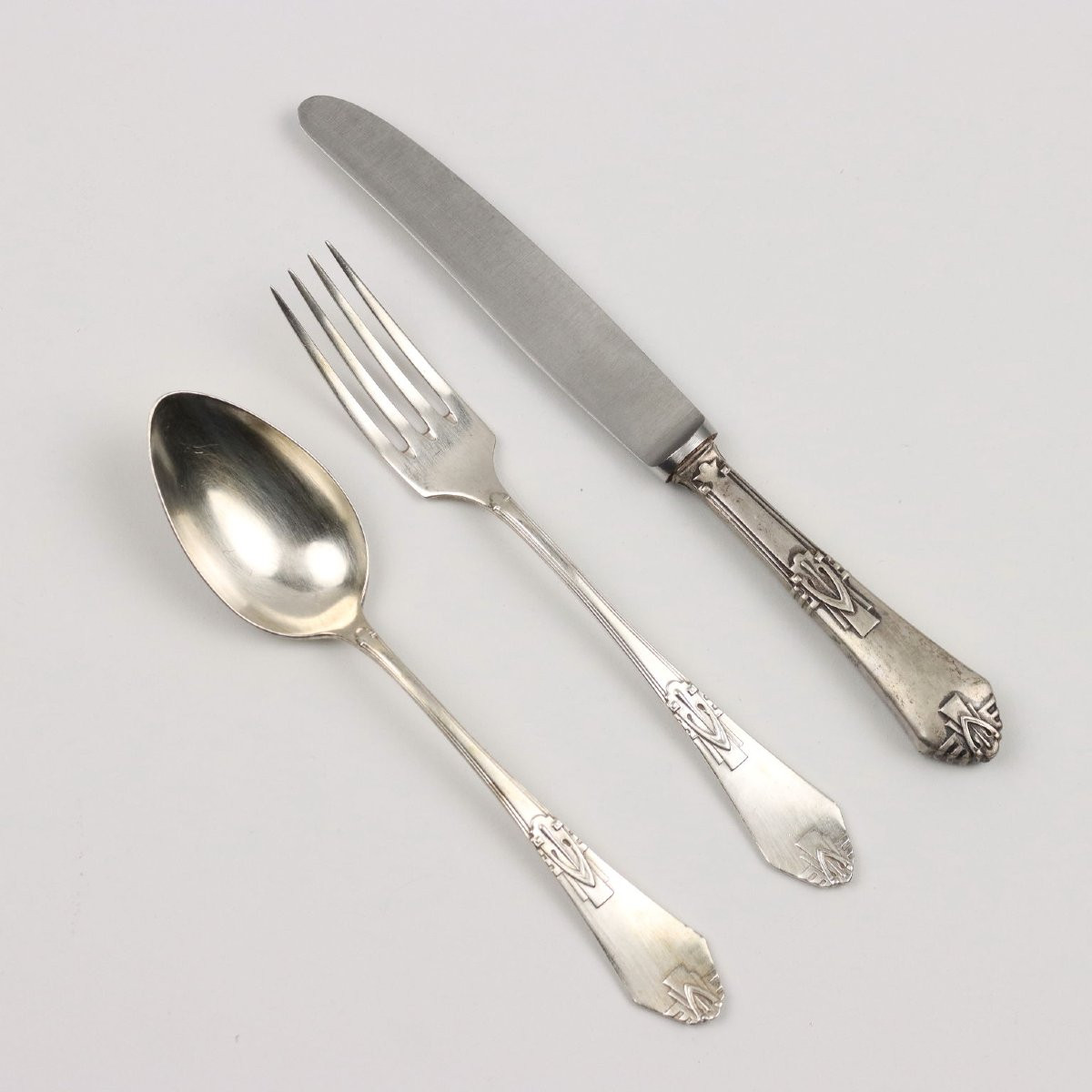 Ensemble de couverts en argent Jugendstil Allemagne début des années 1900-photo-3