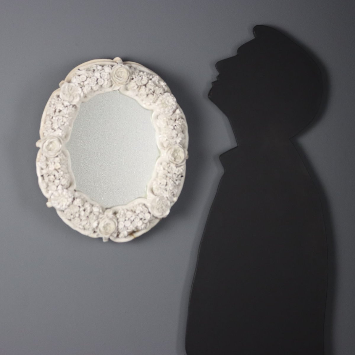 Antique Venetian Mirror White Glass Decorations XIX Century-photo-2