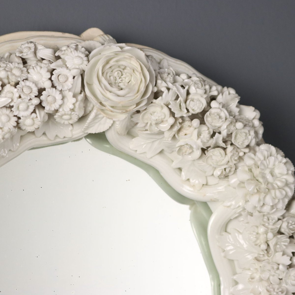Antique Venetian Mirror White Glass Decorations XIX Century-photo-3