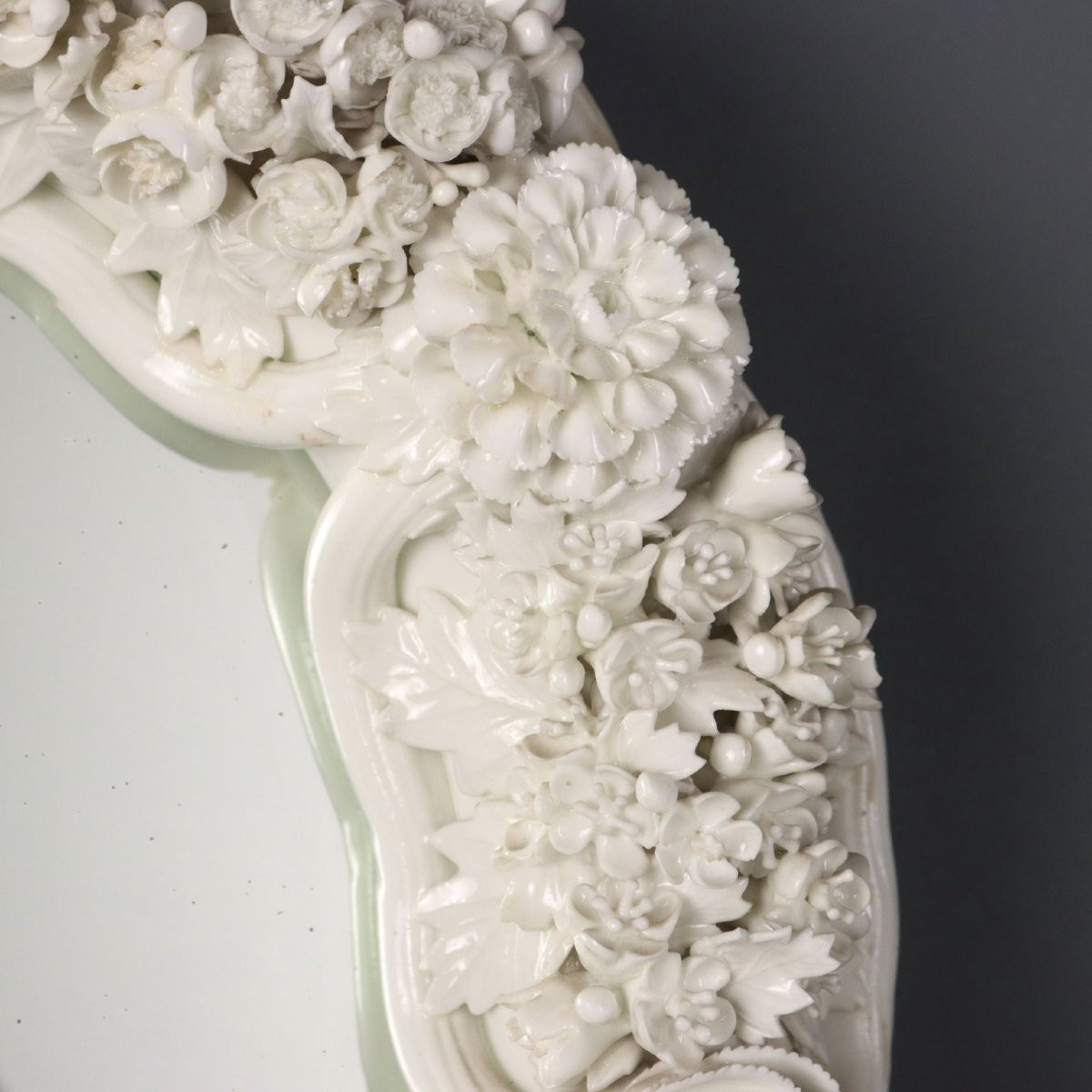 Antique Venetian Mirror White Glass Decorations XIX Century-photo-4