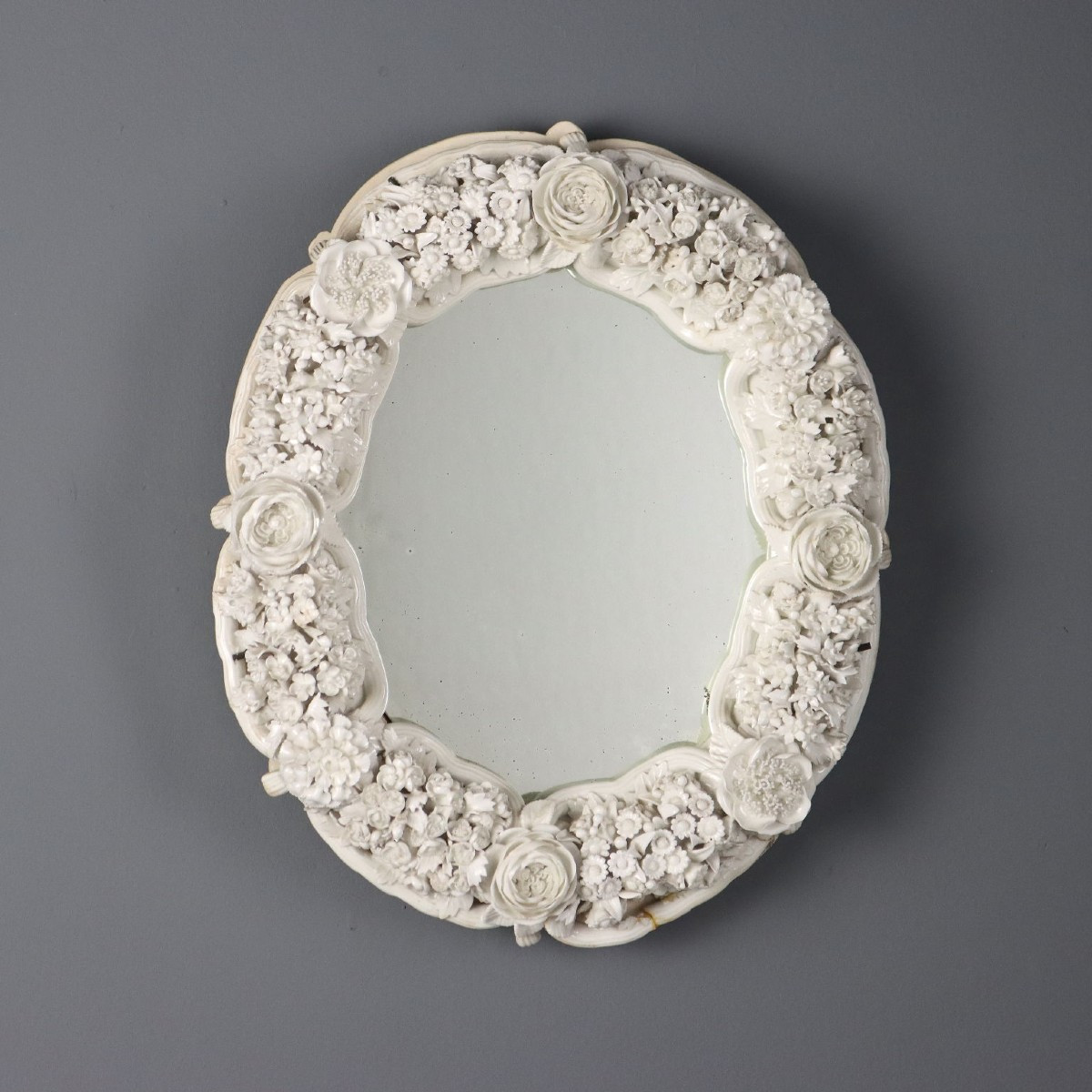 Antique Venetian Mirror White Glass Decorations XIX Century