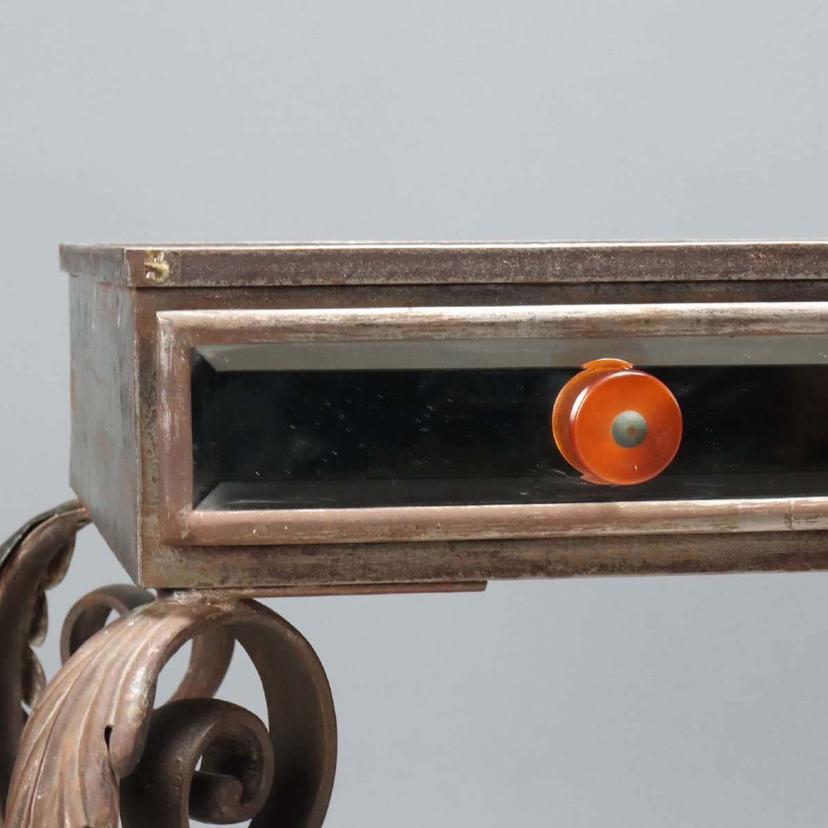 Antique Console Iron Top With Mirrors And Drawers XX Century-photo-3