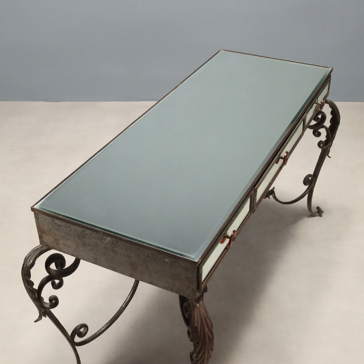 Antique Console Iron Top With Mirrors And Drawers XX Century-photo-8