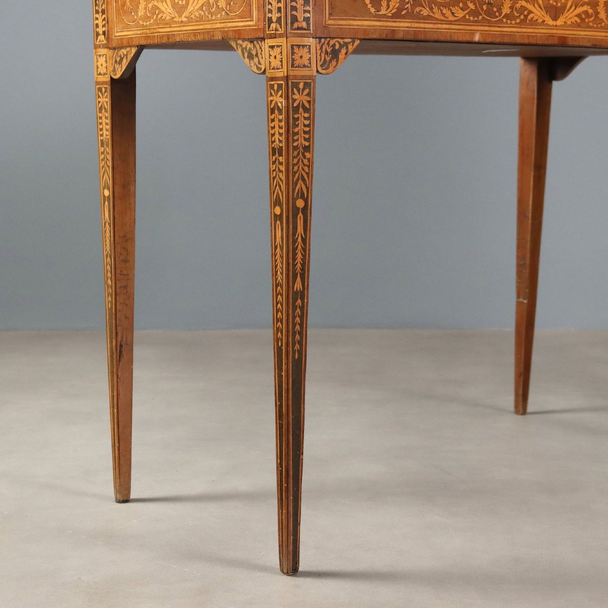 Antique Neoclassical Console Walnut Maple Marble XVIII Century-photo-3