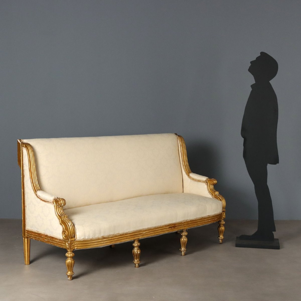 Antique Sofa Neoclassical Style Carved Wood Italy XIX Century-photo-2