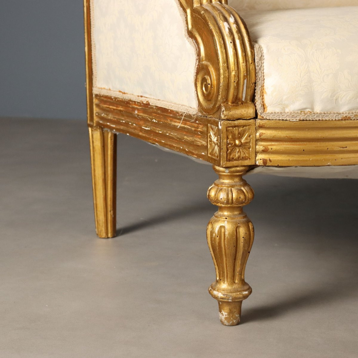 Antique Sofa Neoclassical Style Carved Wood Italy XIX Century-photo-1