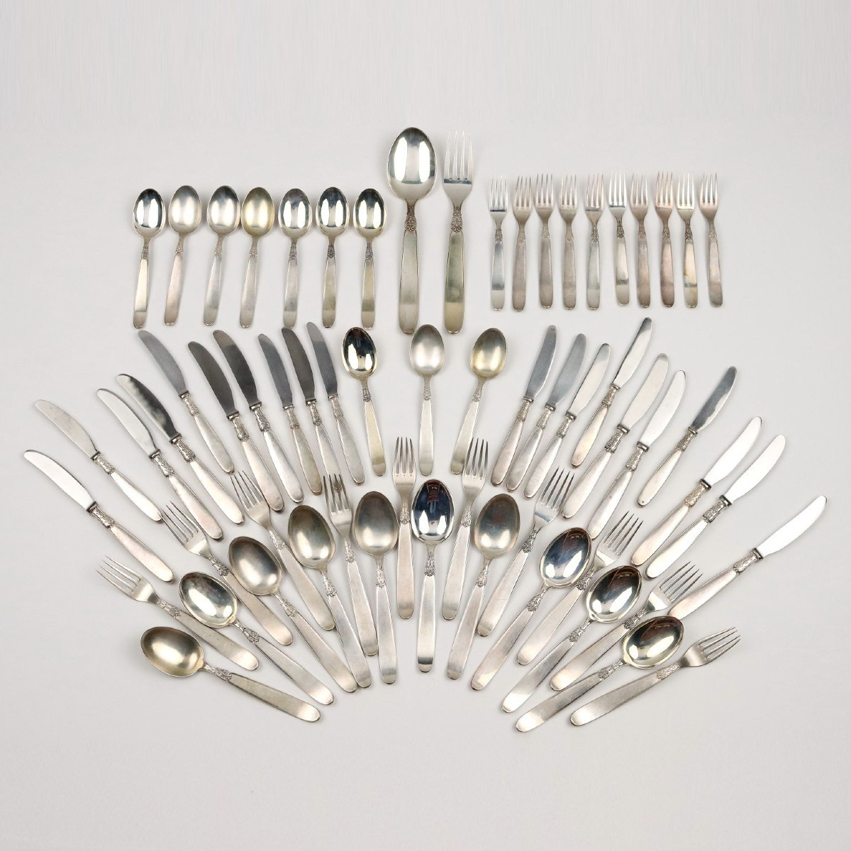 Silver Cutlery Set By F.lli Calderoni Bologna Italy First Half Of The 20th Century