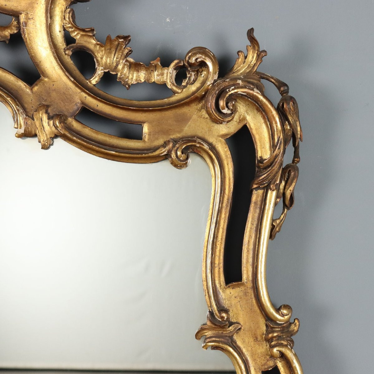 Antique Mirror Carved Gilded Wood Italy Early XX Century-photo-1