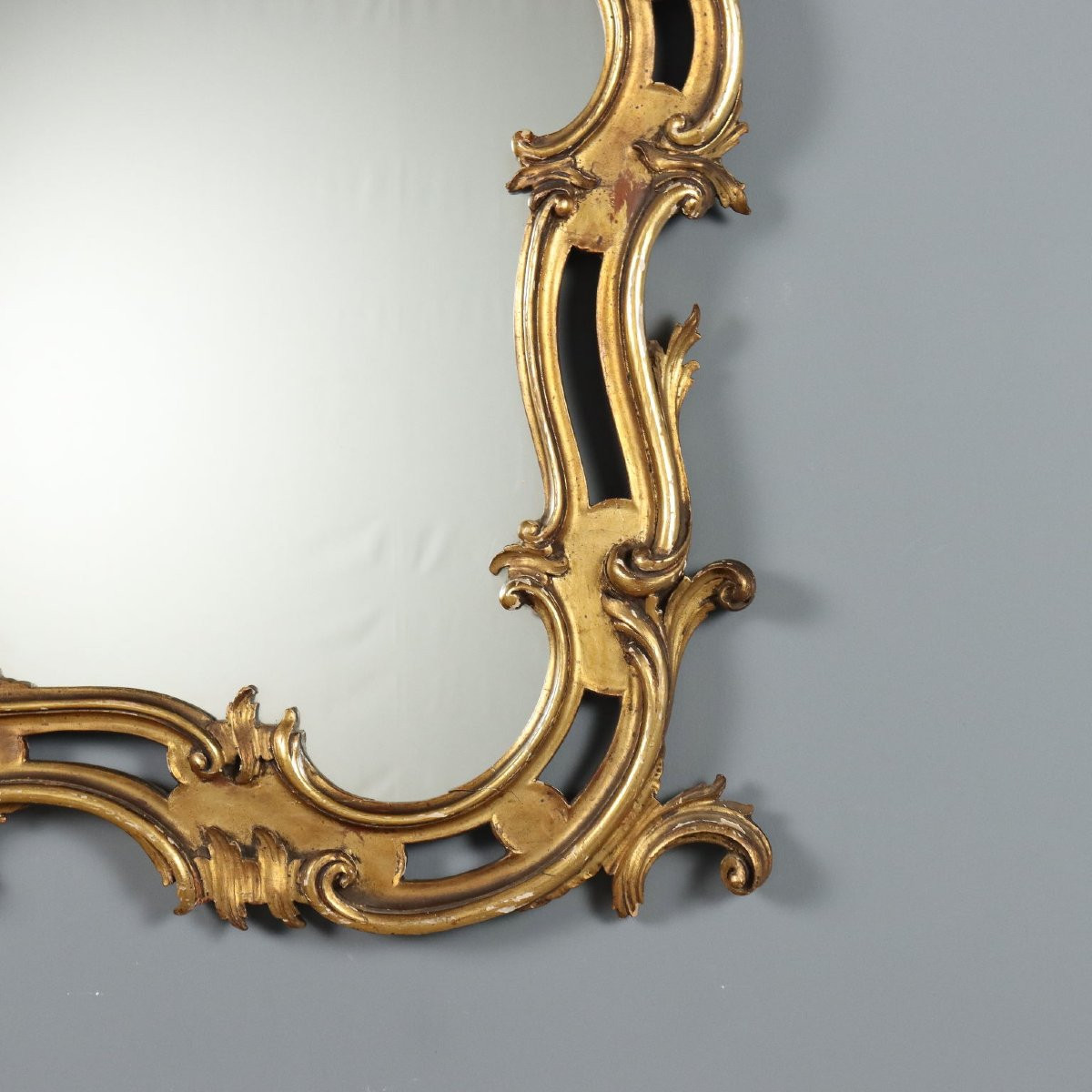 Antique Mirror Carved Gilded Wood Italy Early XX Century-photo-4