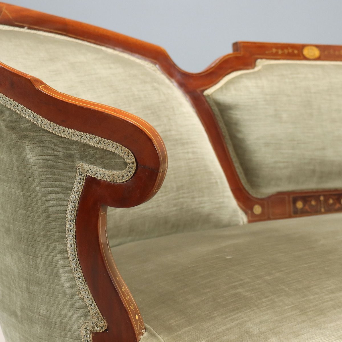 Canapé Ancien Acajou Érable Royaume-Uni XIXe Siècle-photo-3