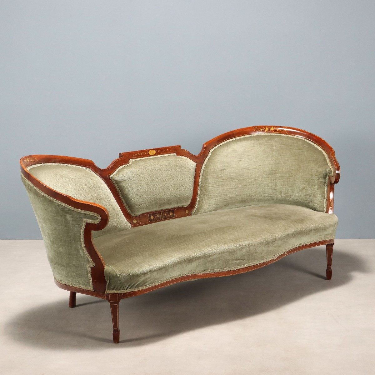 Canapé Ancien Acajou Érable Royaume-Uni XIXe Siècle