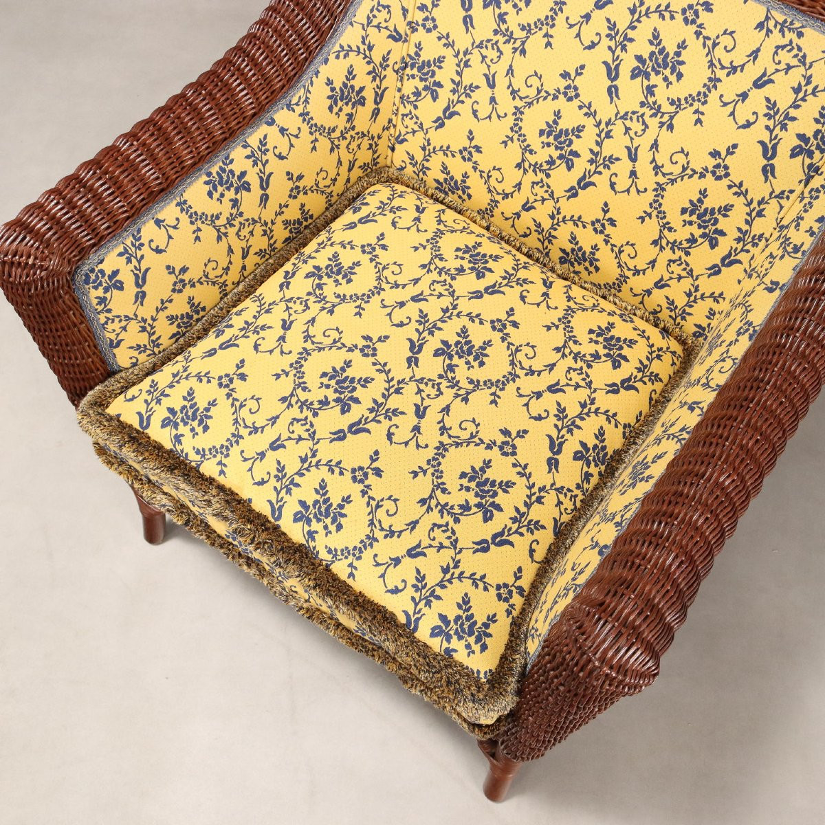 Antique Armchairs Rattan Padded Seat Italy XX Century-photo-3