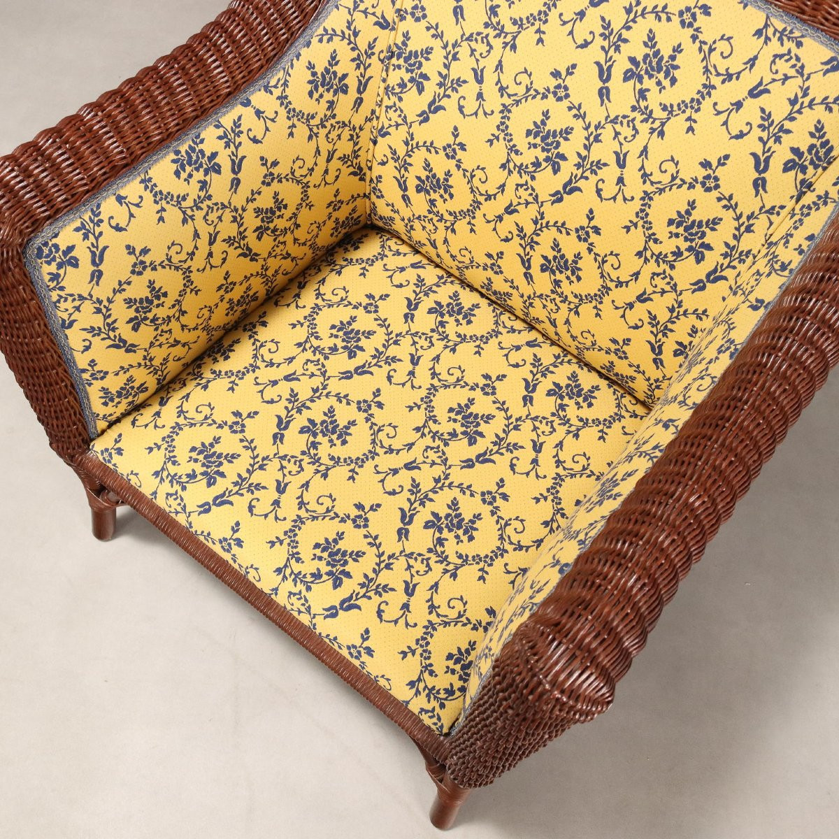 Antique Armchairs Rattan Padded Seat Italy XX Century-photo-4