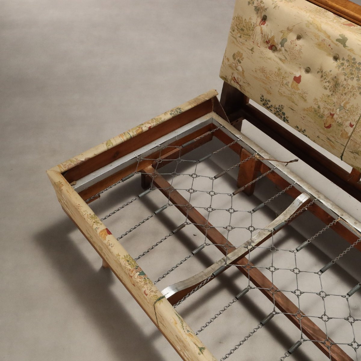 Canapé-Lit Art Déco Ancien Noyer Porte-Revues XXe Siècle-photo-7