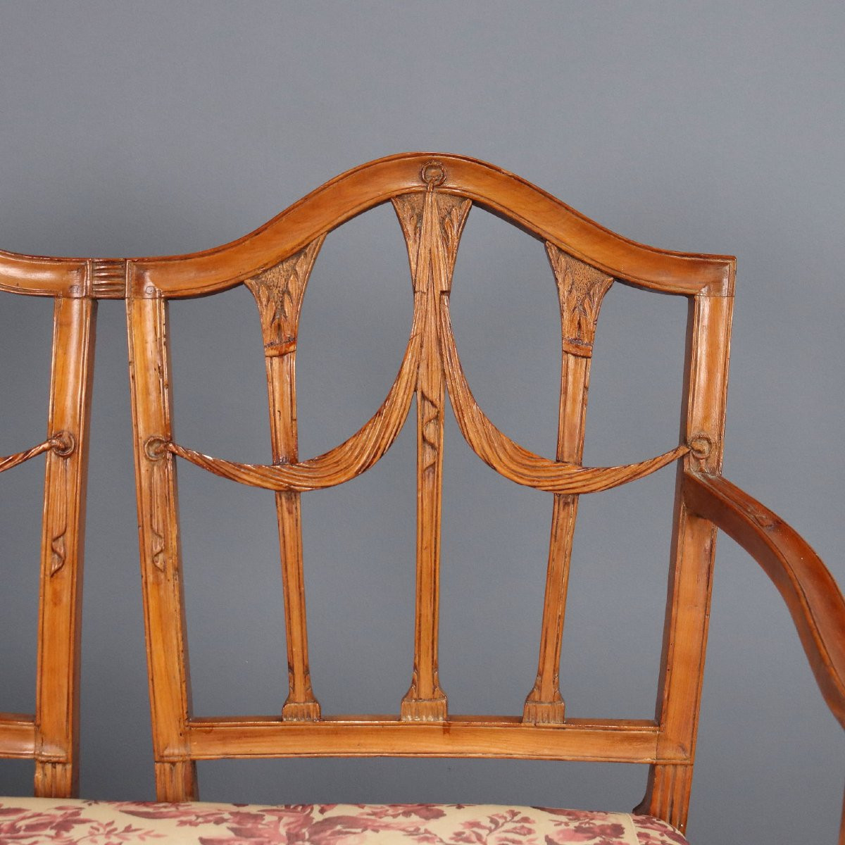 Antique Sofa Neoclassical Maple Fabric Italy XIX Century-photo-1