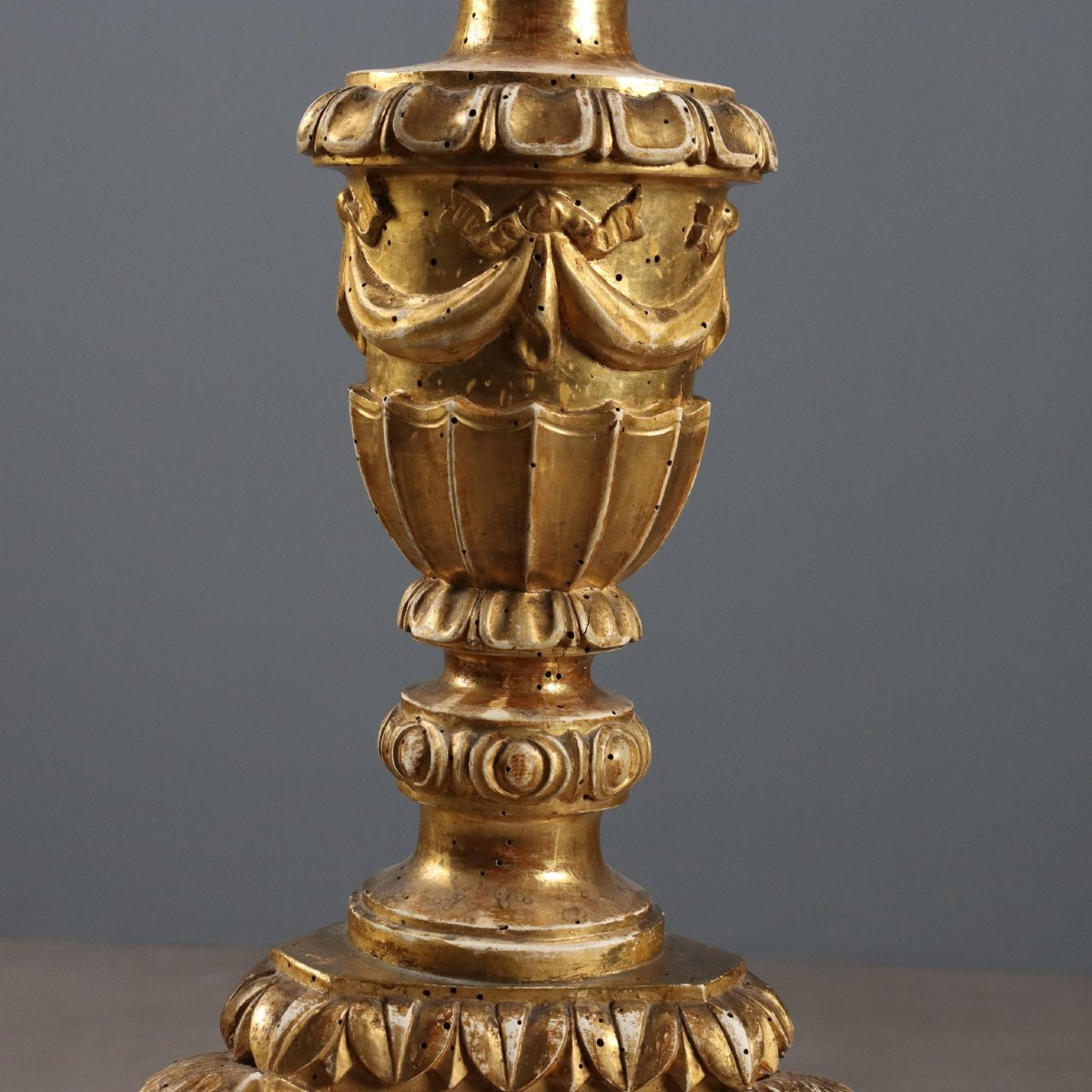 Torche en bois doré  Italie du milieu du XIXe siècle-photo-1