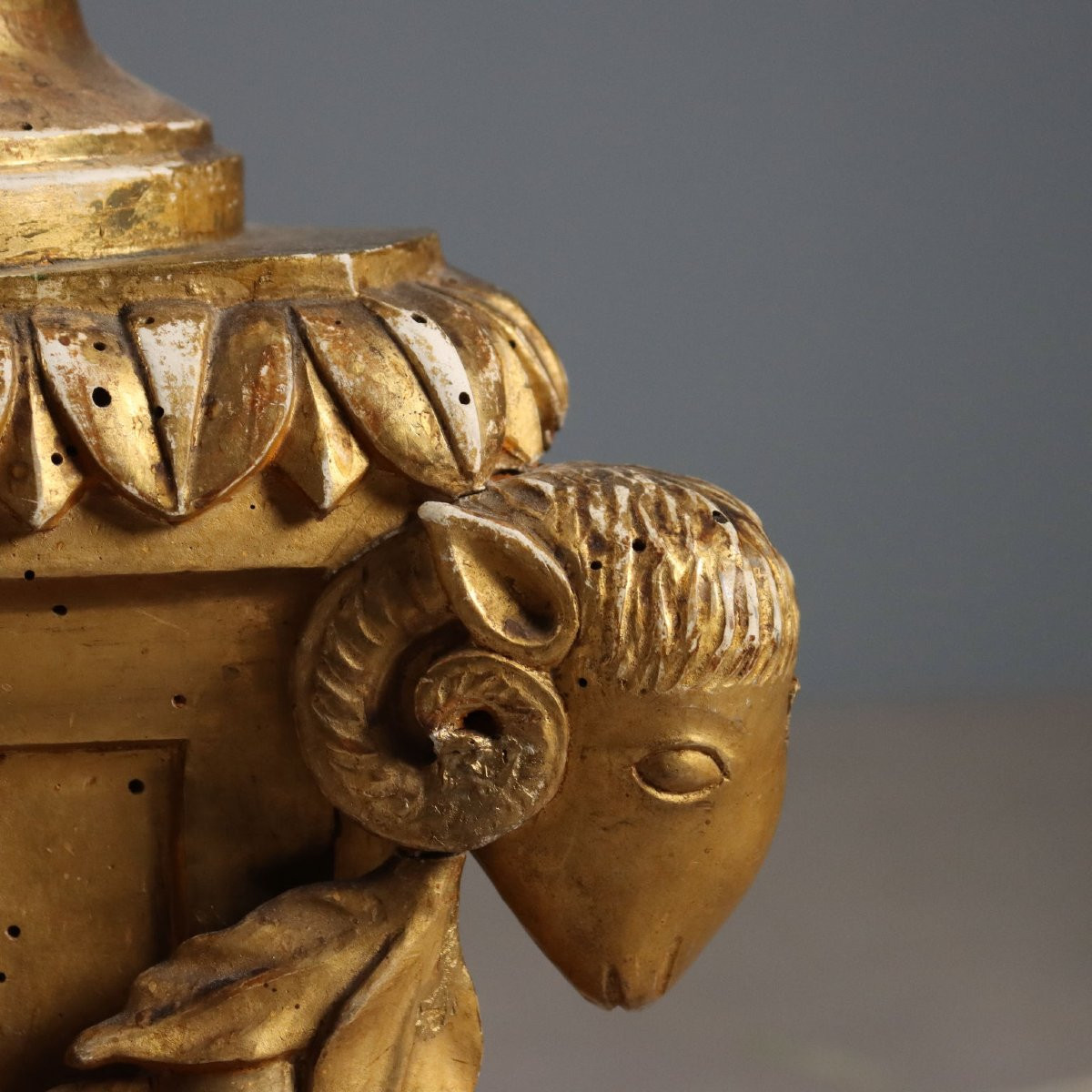 Torche en bois doré  Italie du milieu du XIXe siècle-photo-4