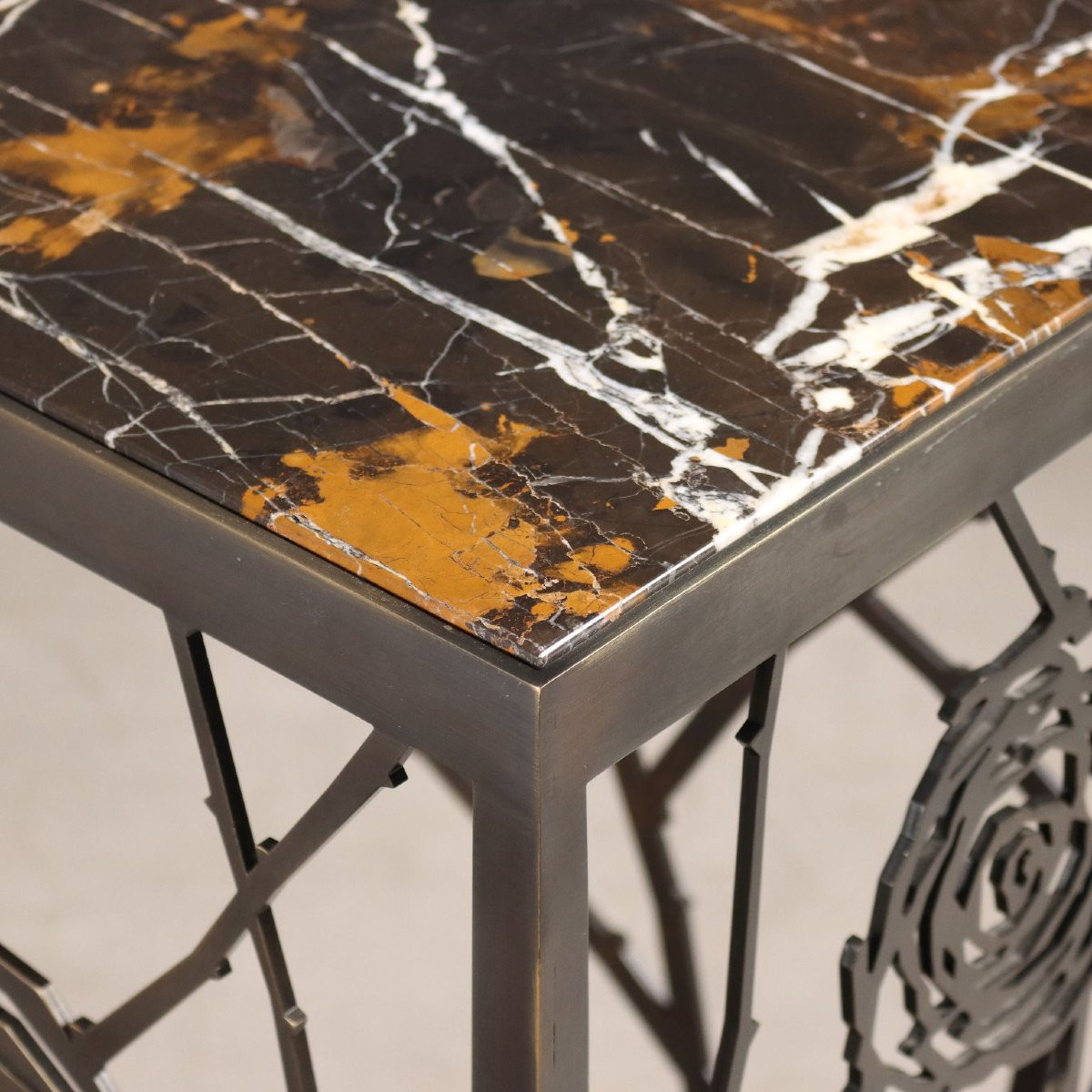 Console Ancien Laiton Plateau en Marbre Italie XXe Siècle-photo-4