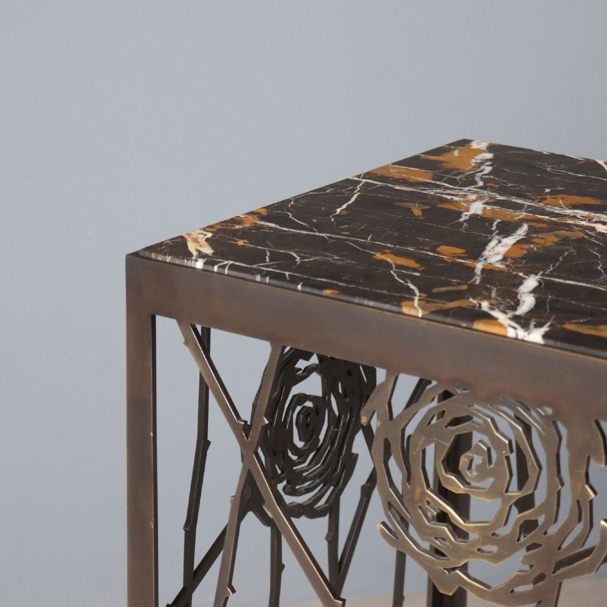 Console Ancien Laiton Plateau en Marbre Italie XXe Siècle-photo-1