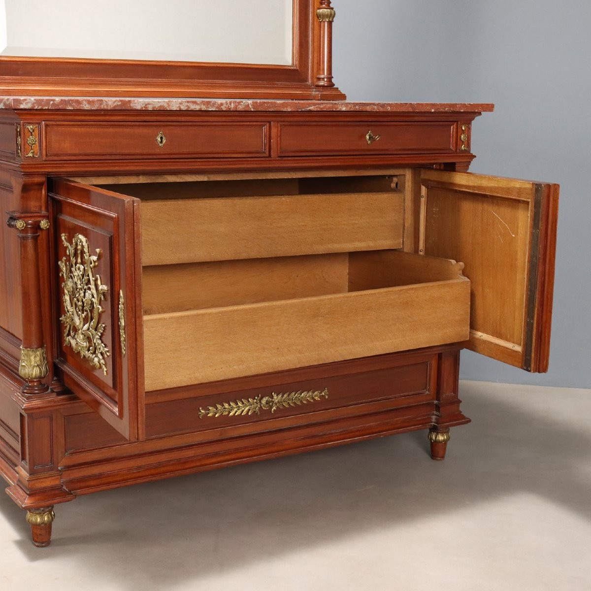 Buffet en acajou avec plateau miroir France, début du XXe siècle-photo-3