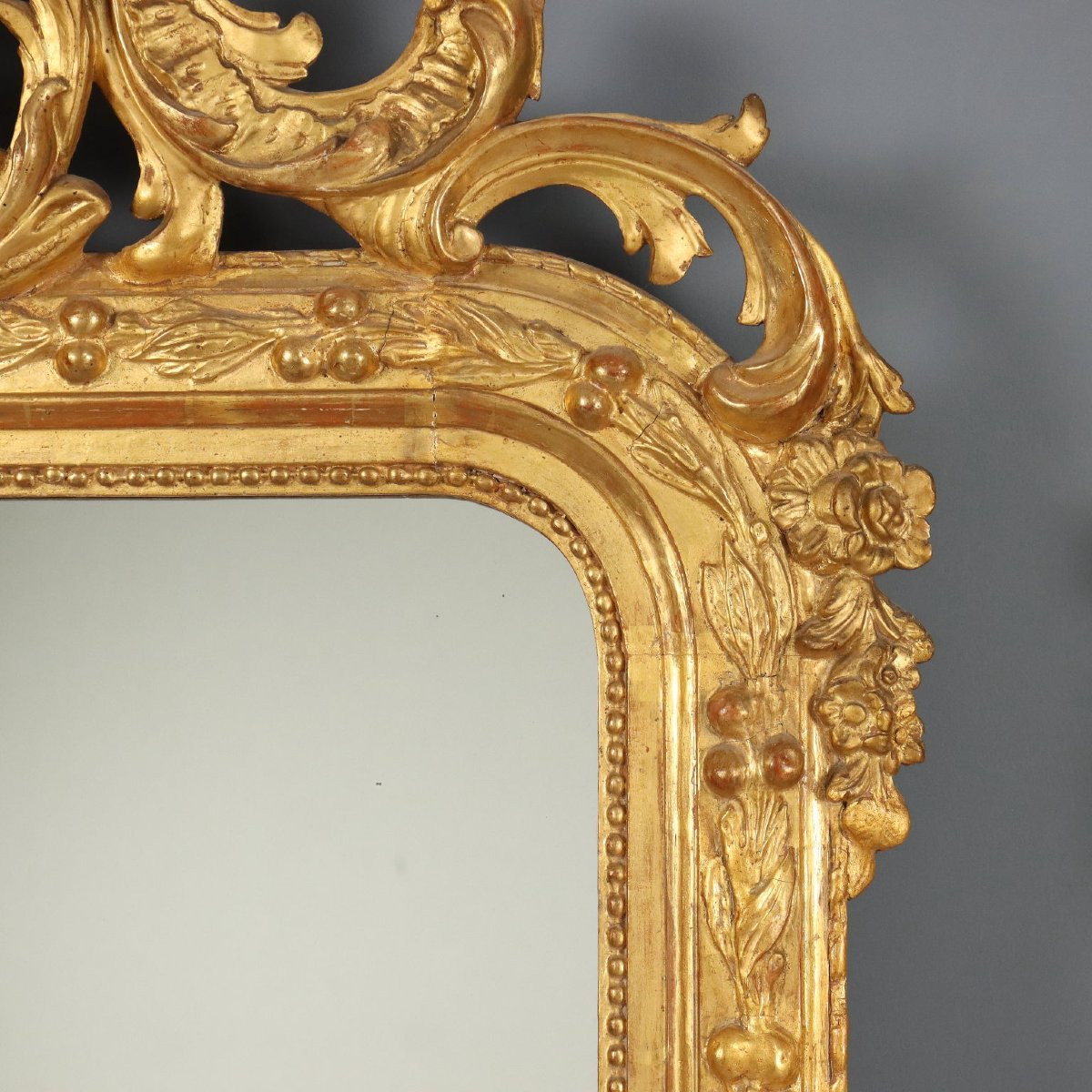 Pair Of Carved And Gilded Mirrors Italy Mid-19th Century-photo-1
