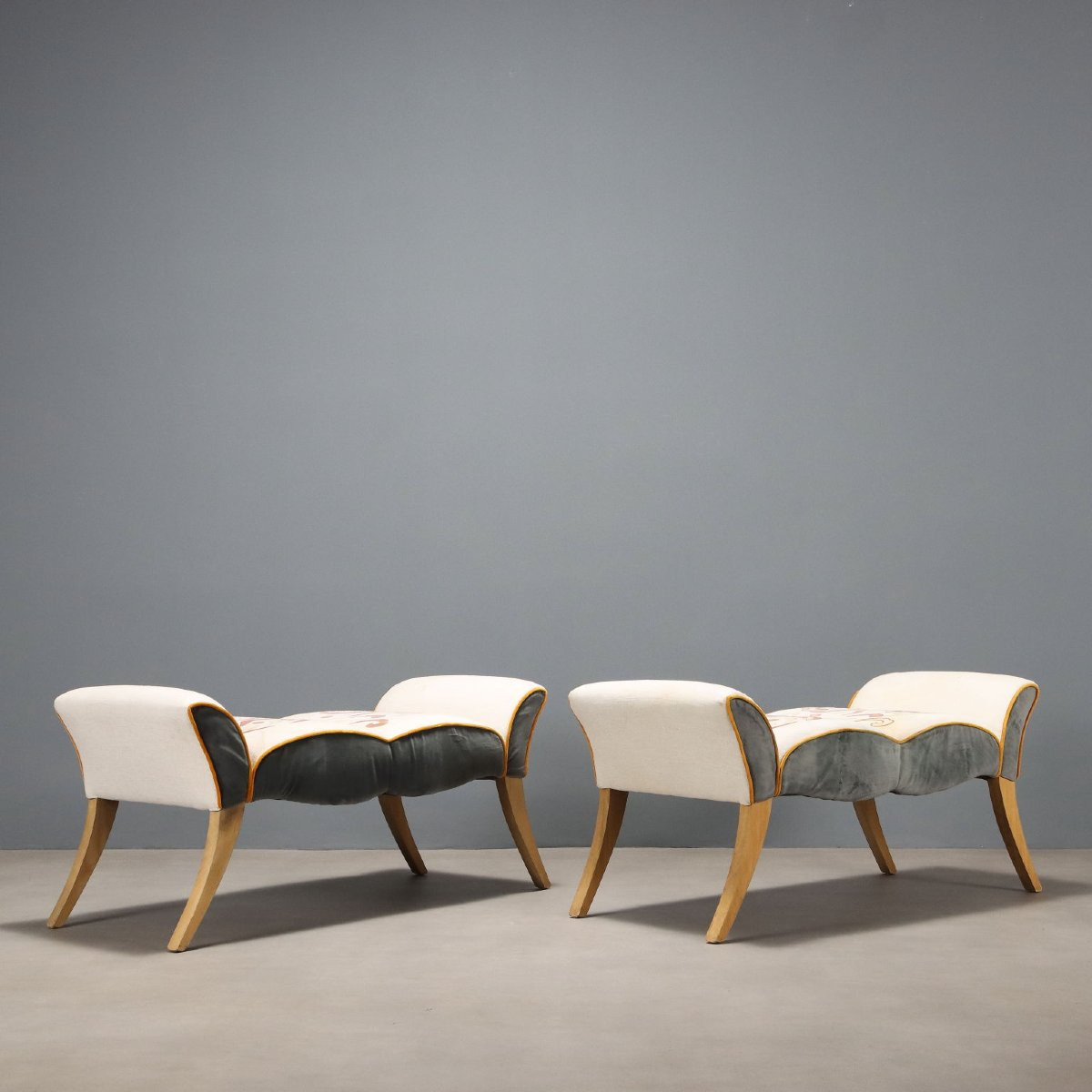 Paire de canapés en forme de bateau Italie du XXe siècle-photo-3