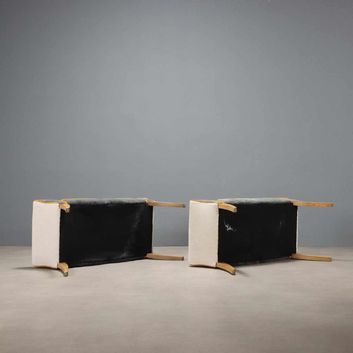 Paire de canapés en forme de bateau Italie du XXe siècle-photo-4