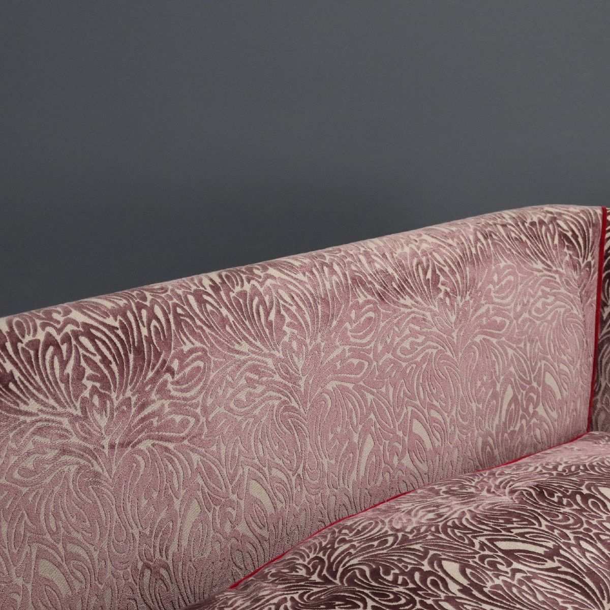 Canapé Ancien Velours Hêtre Teinté Noyer Italie XXe Siècle-photo-3