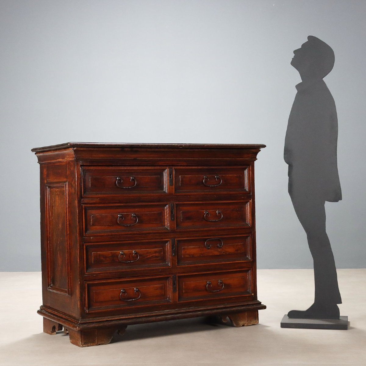 Commode Baroque Ancienne Noyer 4 Tiroirs Italie XVIIIe Siècle-photo-2