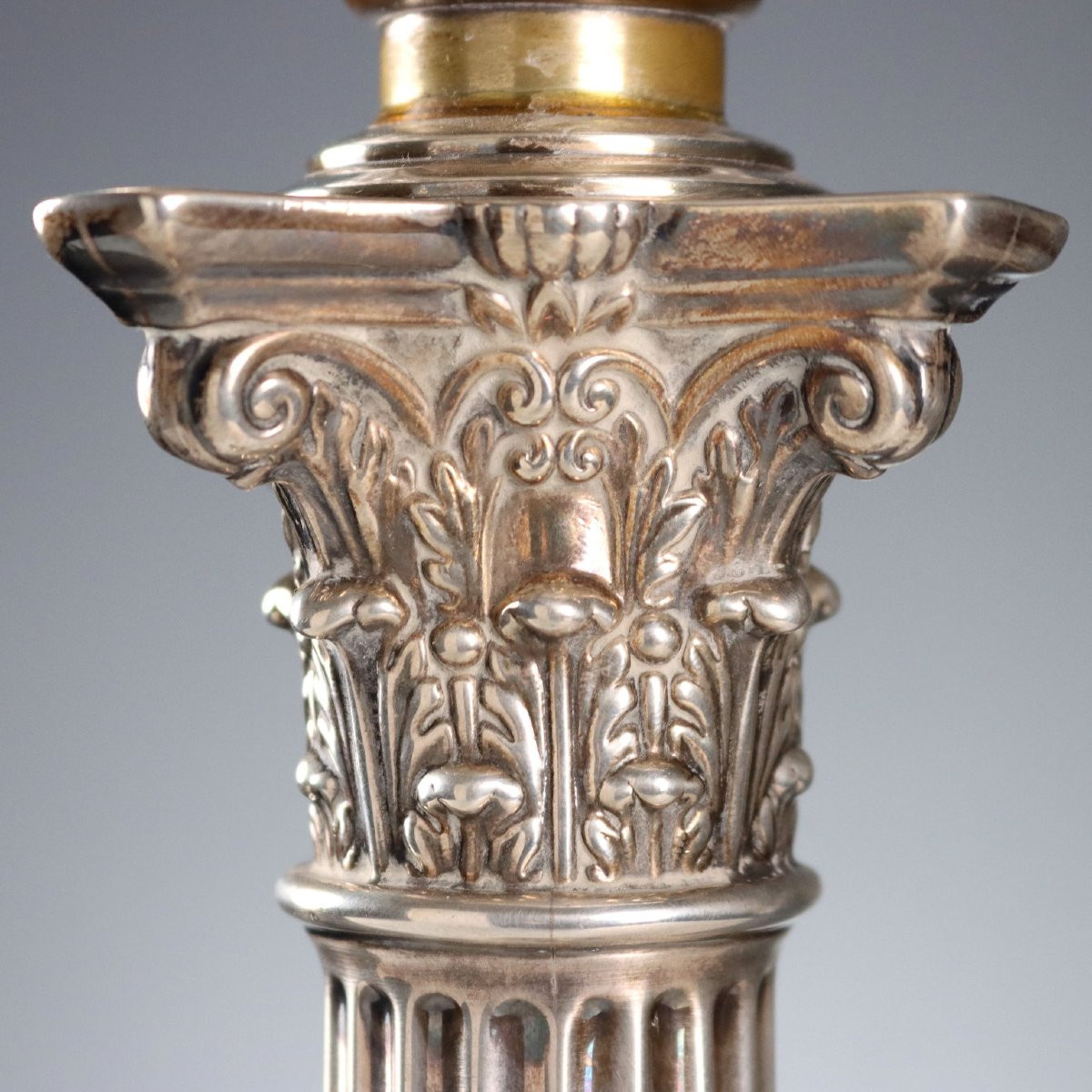 Lampe Ancienne Argent 925 Hawksworth Eyre & Co. Sheffield 1897 Angleterre, -photo-2