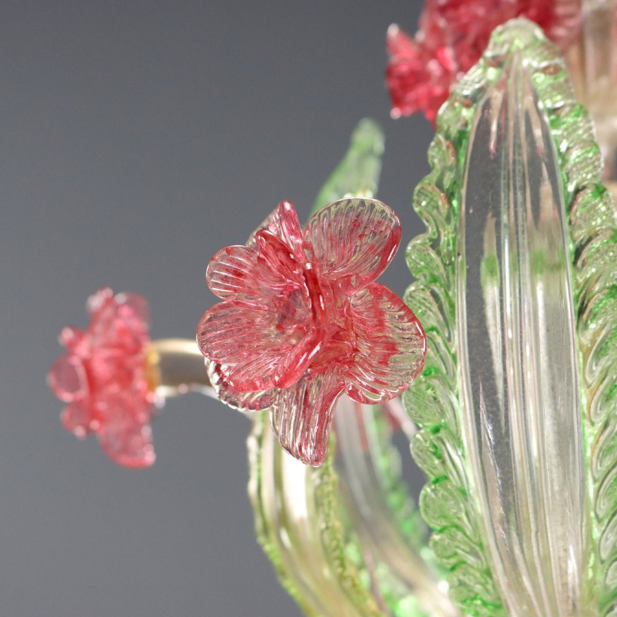 Lustre Ancien Verre Soufflé Murano 6 Lumières Italie XXe Siècle-photo-2