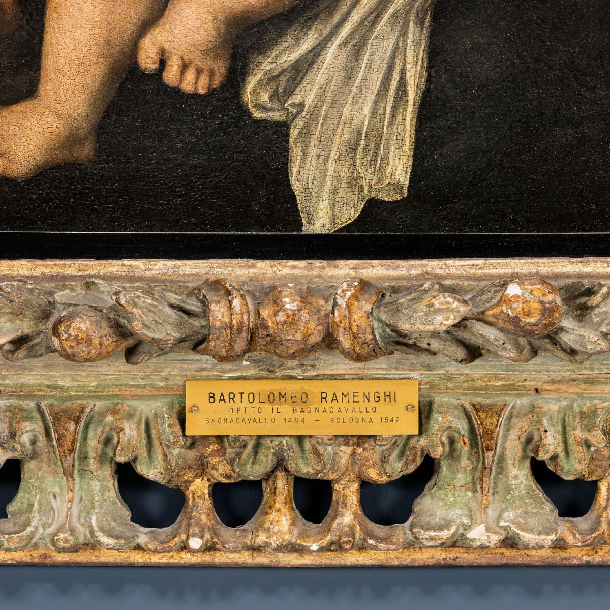 Tableau Ancien Sainte Famille avec Saint Jean du XVIe Siècle  Bartolomeo Ramenghi, école-photo-3