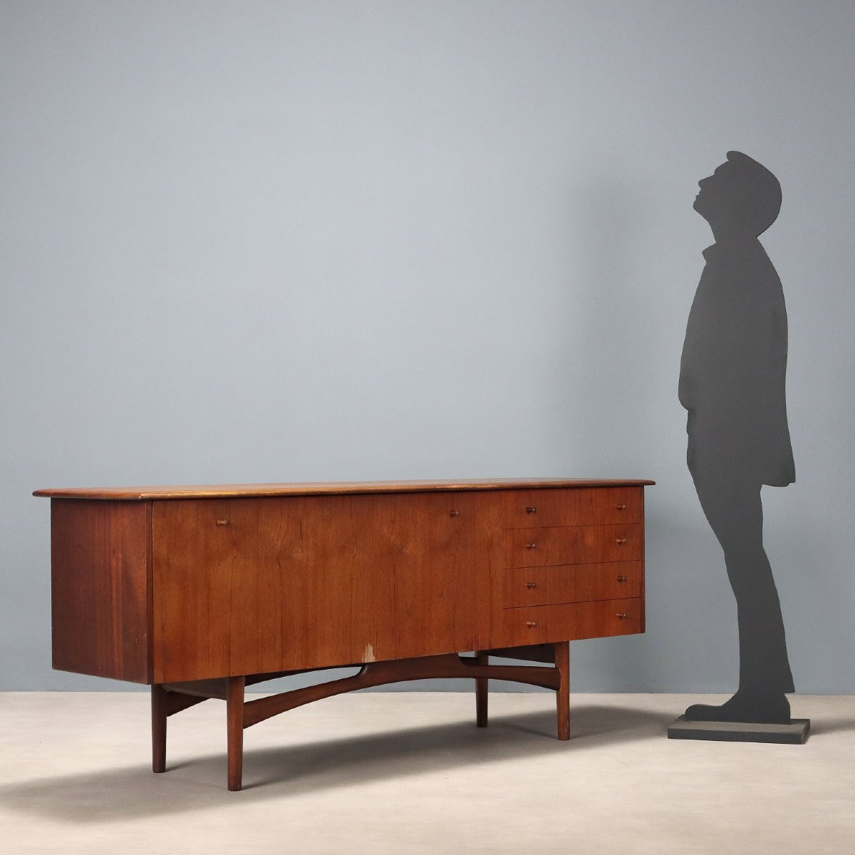 Vintage Sideboard Teak Veneer Design Italy 1960s-photo-2