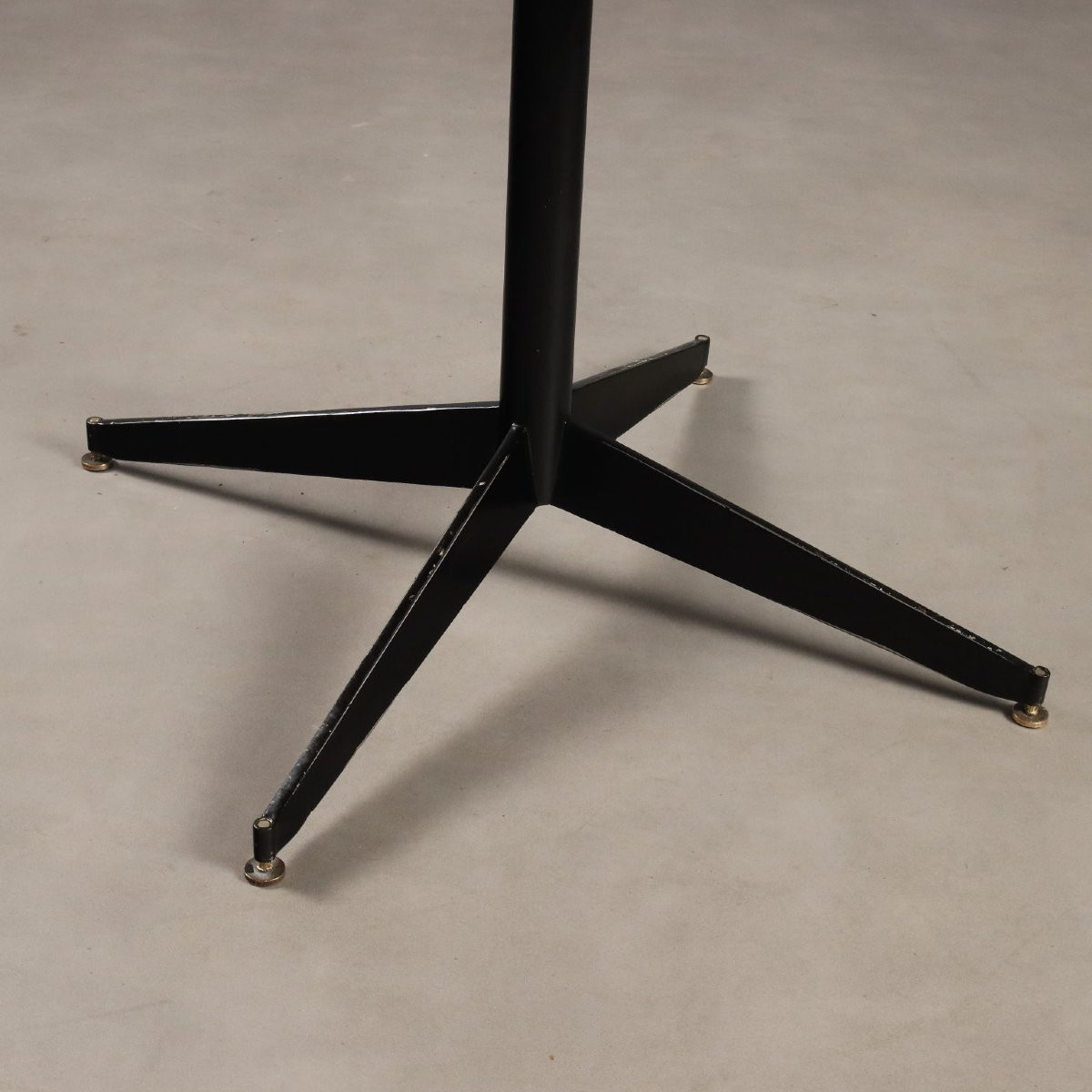 Table Ronde Vintage Design Métal Marbre Italie Années 1960-photo-2