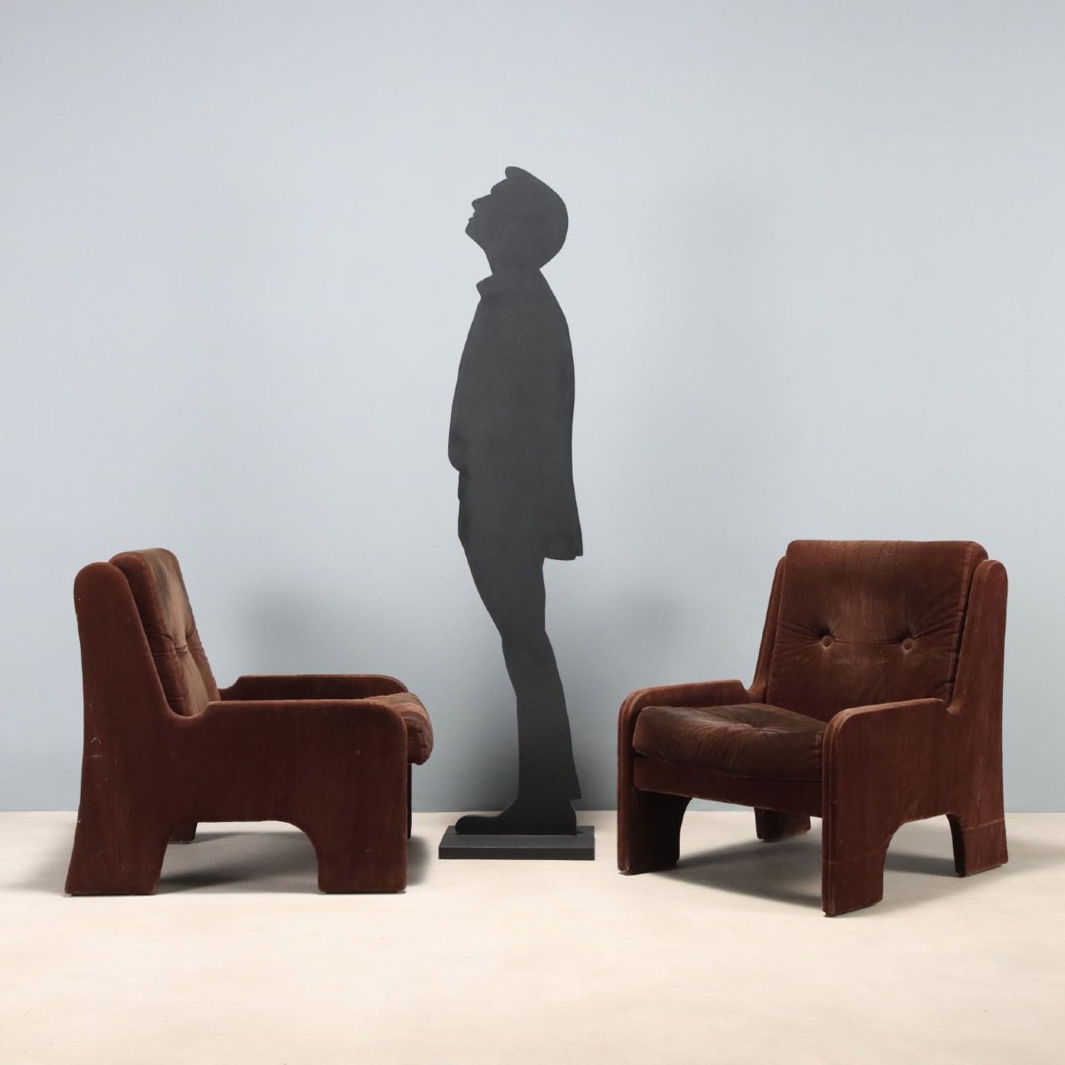 Fauteuils Vintage Tissu Rembourrage Design Années 1970-photo-2