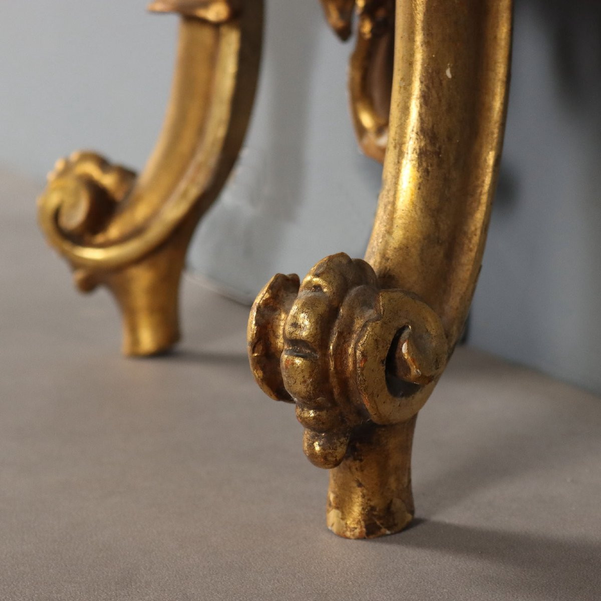 Console Ancien Style Rococo Bois Gravé Italie du XXe Siècle-photo-4