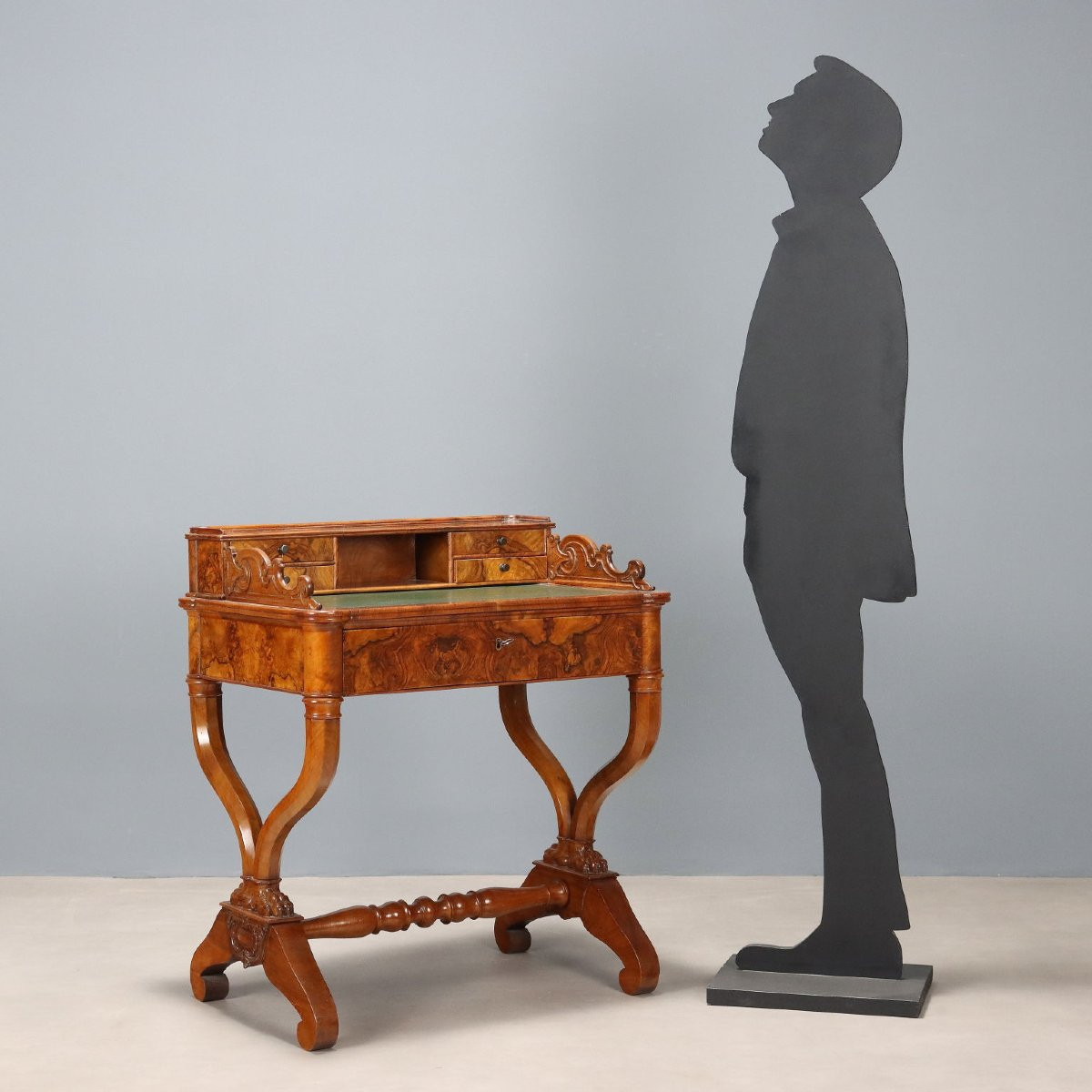 Antique Writing Desk Louis Philippe Walnut Italy XIX Century-photo-2