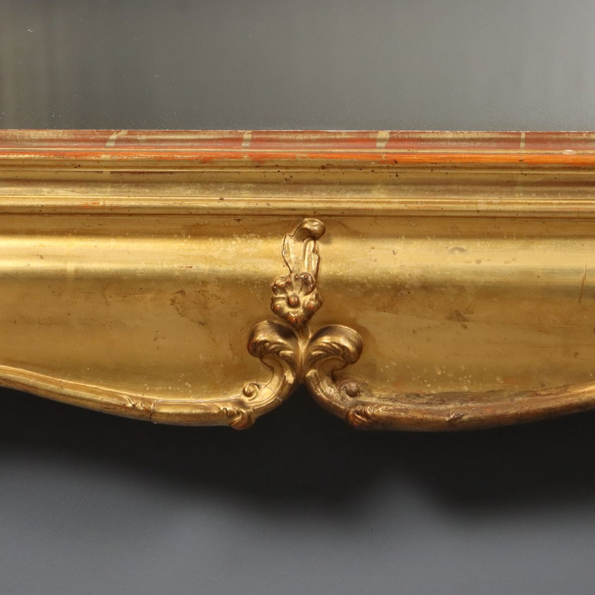 Miroir Ancien Bois Sculpté Doré Italie Fin du XIXe Siècle-photo-3