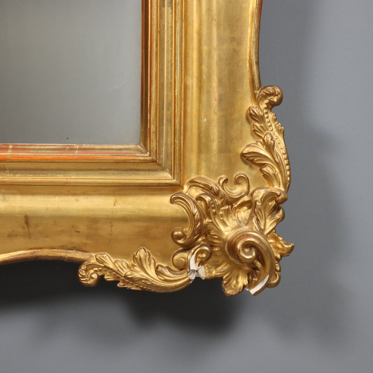 Miroir Ancien Bois Sculpté Doré Italie Fin du XIXe Siècle-photo-4