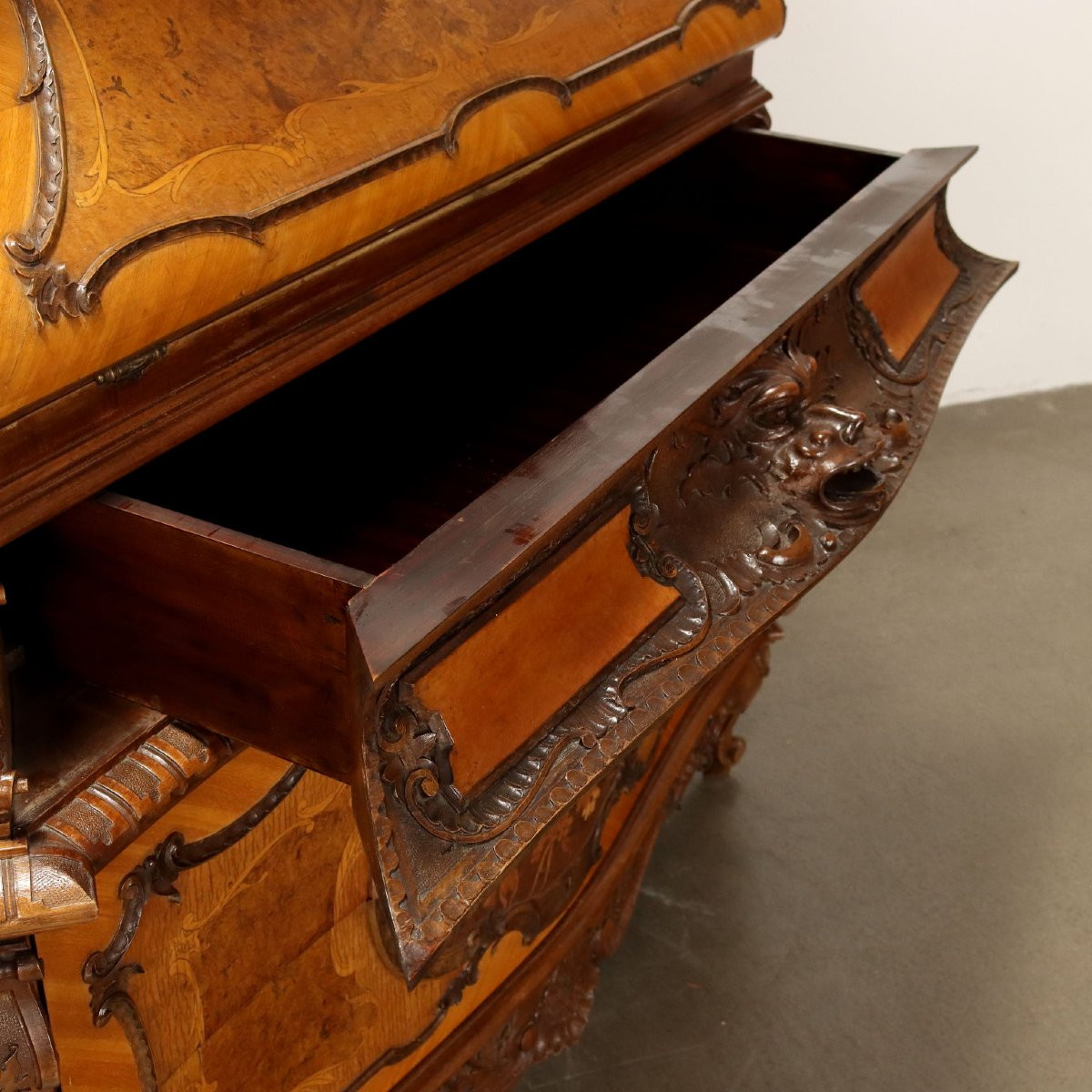 Antique Chest Of Drawers Carved Mahogany Drawers Italy XX Century-photo-5