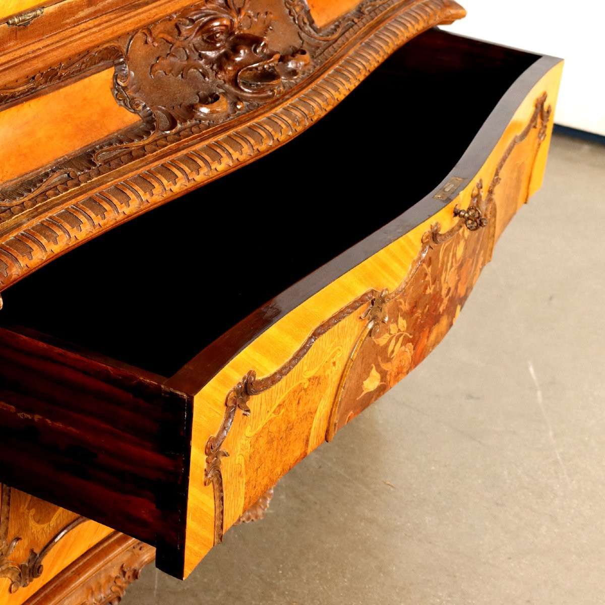 Antique Chest Of Drawers Carved Mahogany Drawers Italy XX Century-photo-7