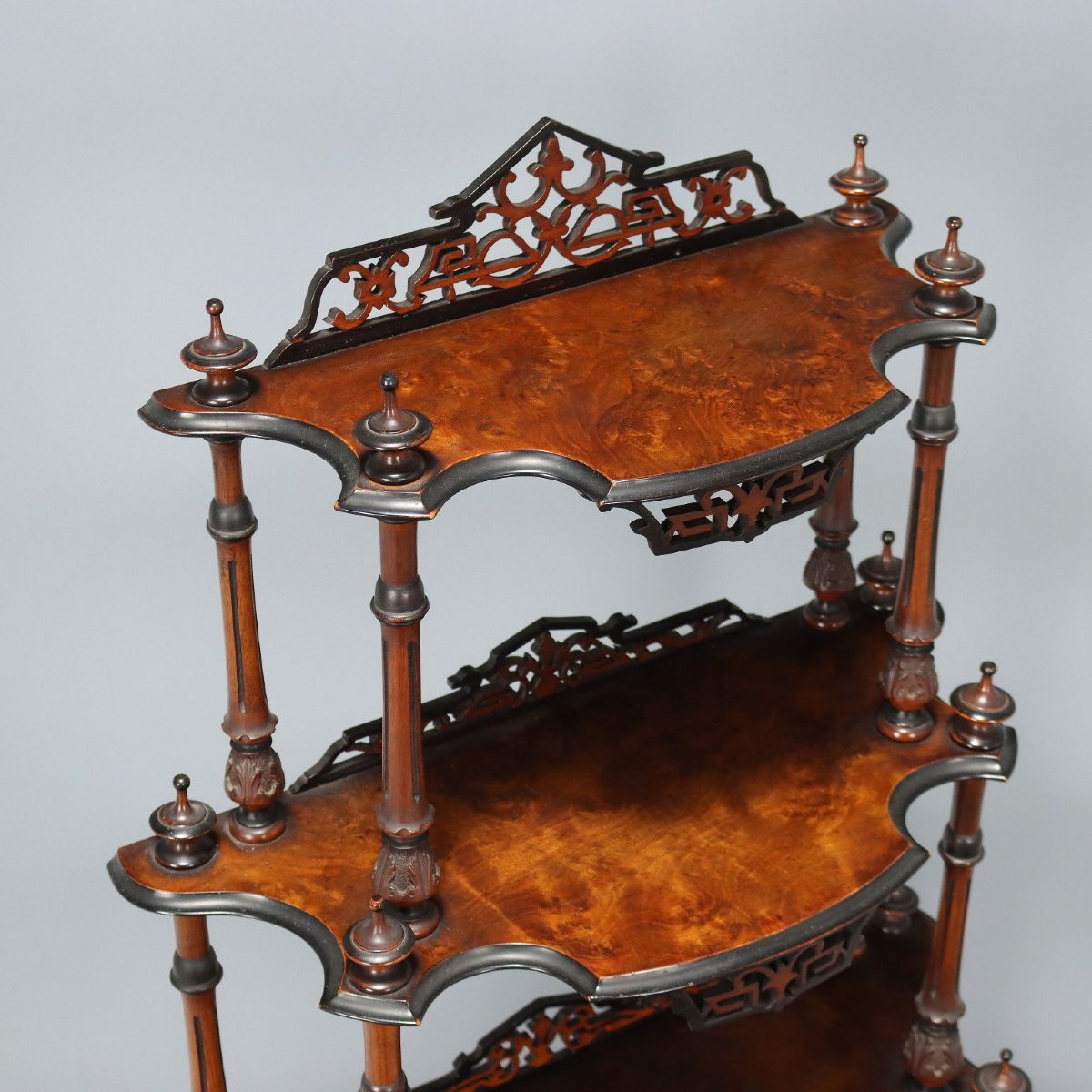 Antique Etagere Walnut Burl Walnut Baluster XIX Century-photo-3