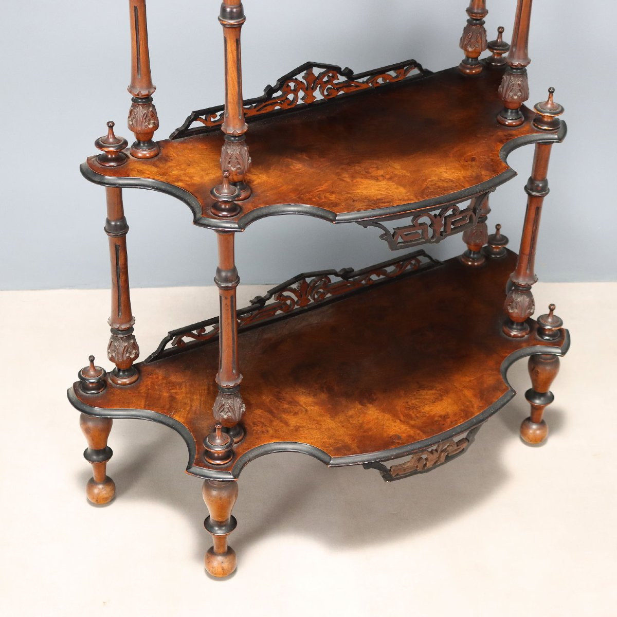 Antique Etagere Walnut Burl Walnut Baluster XIX Century-photo-4