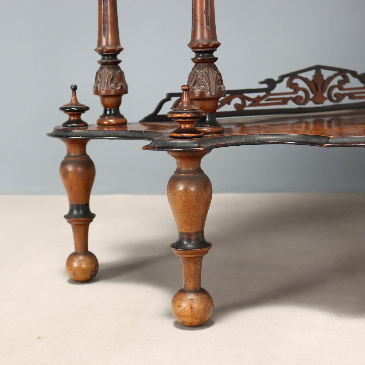 Antique Etagere Walnut Burl Walnut Baluster XIX Century-photo-3